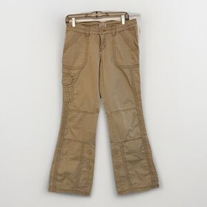 Aeropostale Y2K Tan Cargo Flared Pants Low Rise Size 7/8 Women's Juniors